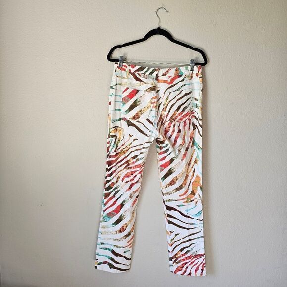Rare Escada Sport Kate Tiger Stripes MultiColor Boot Cut Flare Jeans Size 42 - Picture 2 of 7